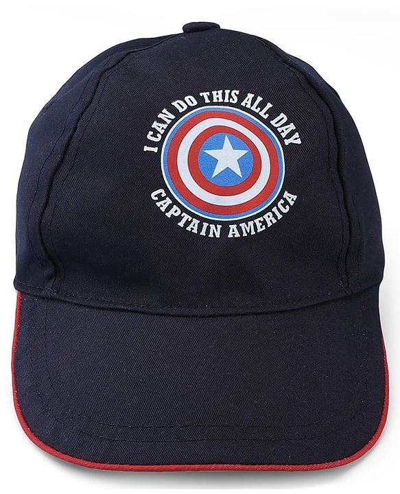 Pine Kids Marvel Cotton Woven Summer Cap with Avengers Graphics & Badge Detailing Navy Blue - Diameter 19 cm
