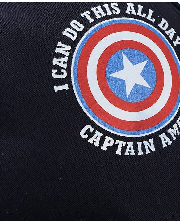 Pine Kids Marvel Cotton Woven Summer Cap with Avengers Graphics & Badge Detailing Navy Blue - Diameter 19 cm