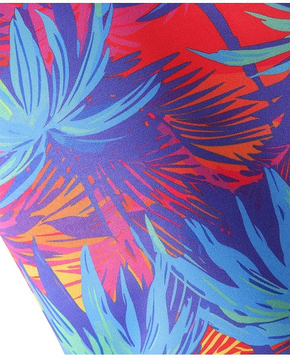 Pine Active Super Stretch Knee Length Cycling Shorts With Tropical Print - Blue