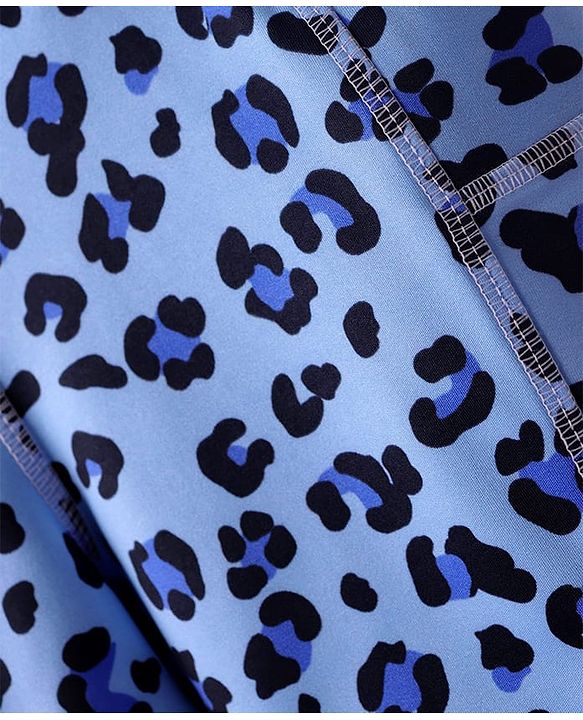 Pine Active Super Stretch Knee Length Cycling Shorts With Animal Print - Blue