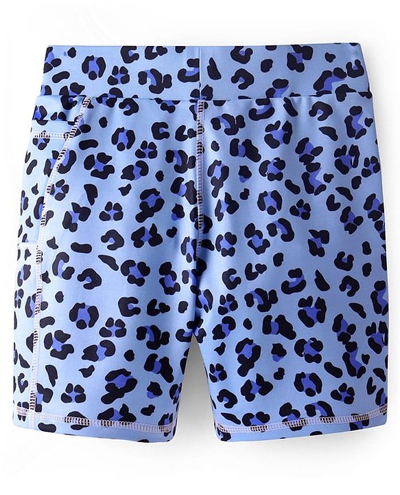 Pine Active Super Stretch Knee Length Cycling Shorts With Animal Print - Blue