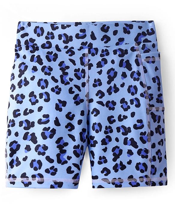 Pine Active Super Stretch Knee Length Cycling Shorts With Animal Print - Blue