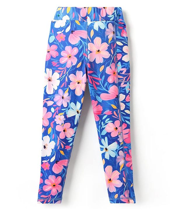 Pine Active Full Length Legging With Floral Print - Blue