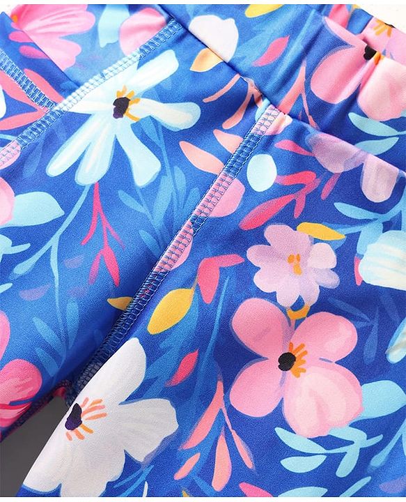 Pine Active Full Length Legging With Floral Print - Blue