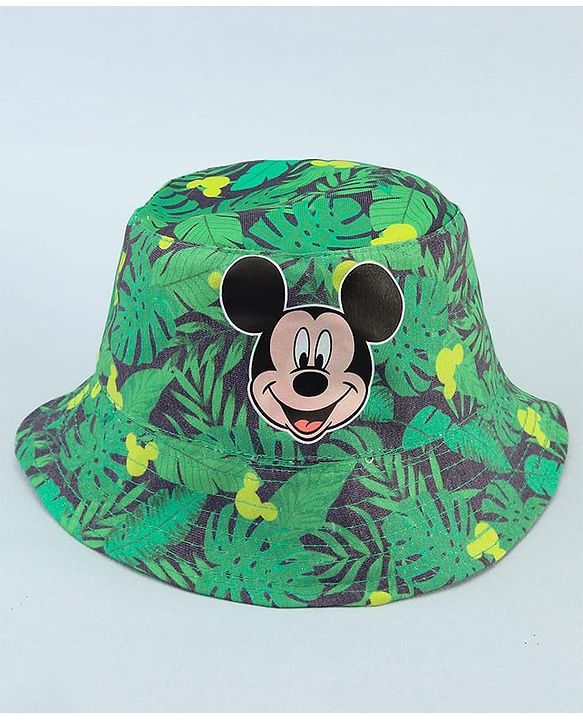 Babyhug Disney Bucket Hat With Mickey Mouse Print Blue & Red  - Diameter 20.5 cm