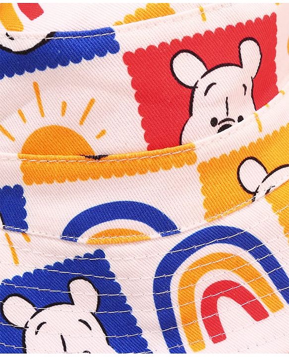 Babyhug Disney Cotton Woven Two Layer Bucket Hat with Winnie The Pooh Print Multicolor - Diameter 16 cm