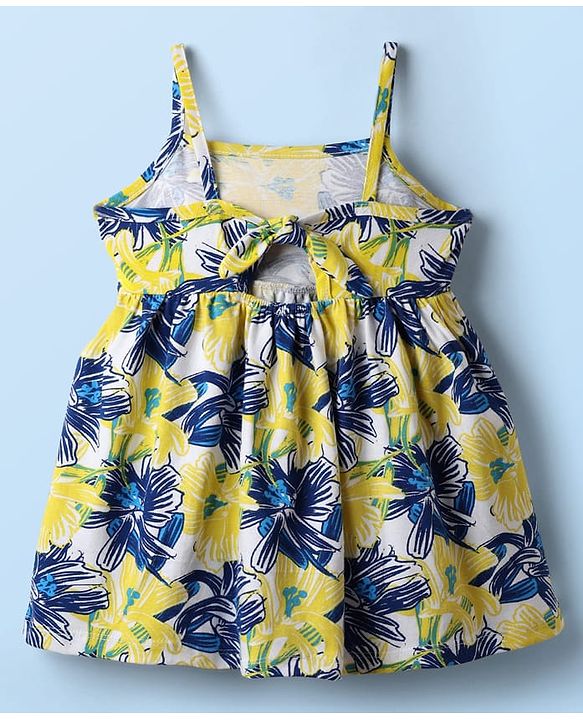 Babyhug Single Jersey Knit Sleeveless Frock With Floral Print - Multicolor