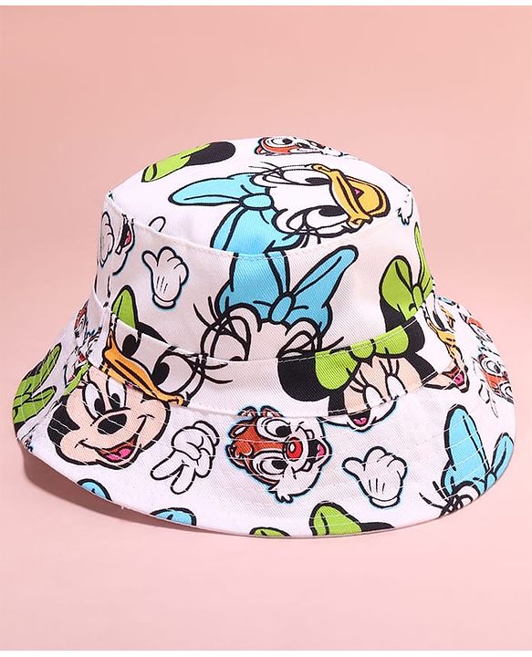 Babyhug Disney Cotton Woven Two Layer Bucket Hat with Mickey & Friends Multicolor - Diameter 17 cm