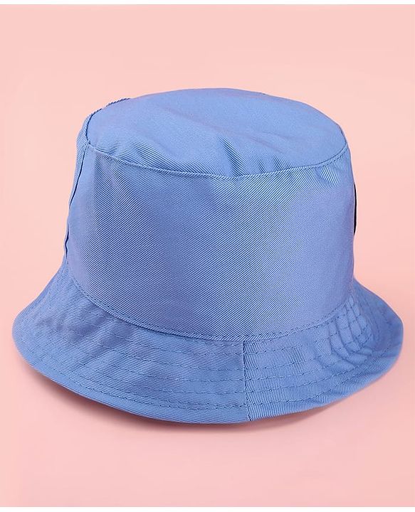 Babyhug Disney Cotton Woven Summer Cap with Mickey Mouse Patch Detailing Light Blue - Diameter 24 cm
