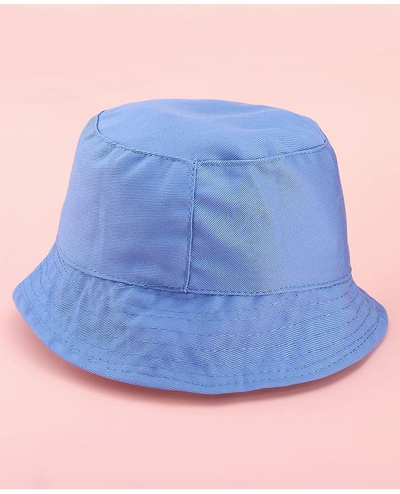 Babyhug Disney Cotton Woven Summer Cap with Mickey Mouse Patch Detailing Light Blue - Diameter 24 cm