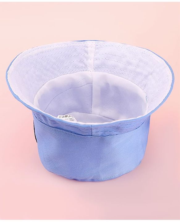 Babyhug Disney Cotton Woven Summer Cap with Mickey Mouse Patch Detailing Light Blue - Diameter 24 cm
