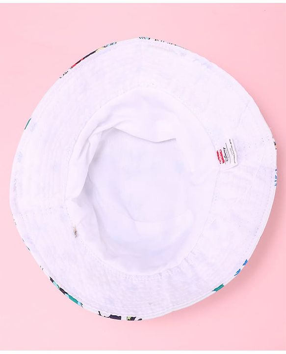 Babyhug Disney Bucket Hat with Mickey Mouse Family Print White - Diameter 17.5 cm