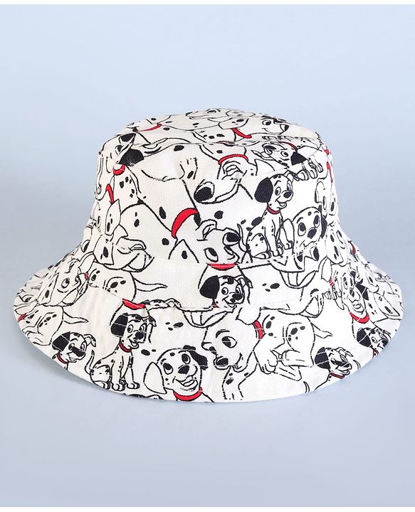 Babyhug Disney Cotton Woven Summer Cap With 101 Dalmatians Print White - Diameter 15 cm