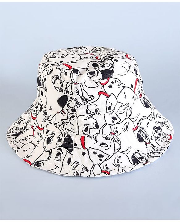 Babyhug Disney Cotton Woven Summer Cap With 101 Dalmatians Print White - Diameter 15 cm