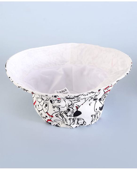 Babyhug Disney Cotton Woven Summer Cap With 101 Dalmatians Print White - Diameter 15 cm