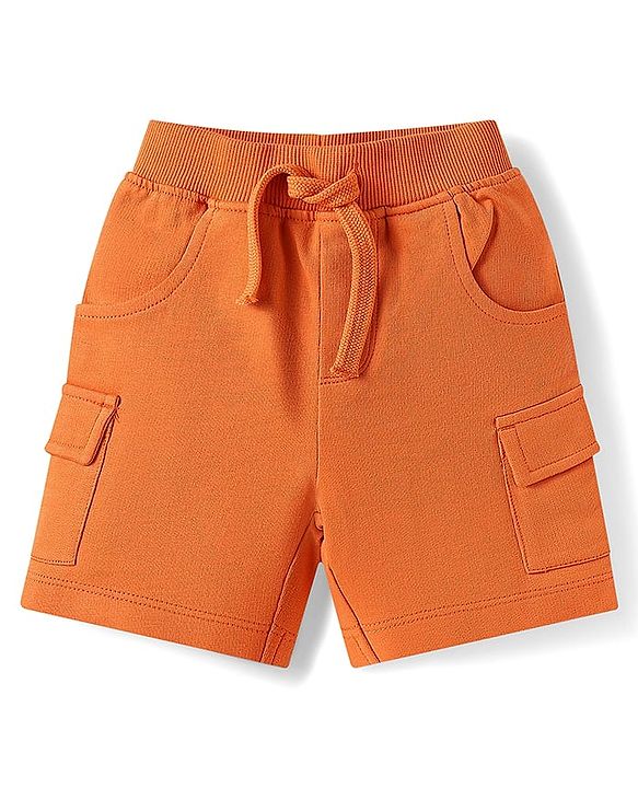 Babyhug Single Jersey Knit Half Sleeves Animal Printed T-Shirt & Shorts Set - Orange & Navy Blue