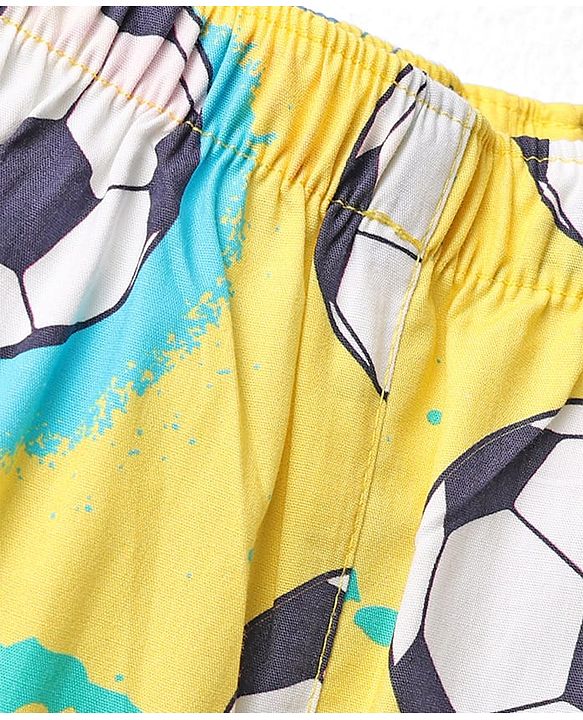 Babyhug Cotton Woven Above Knee Length Boxers With Checks & Football Print Pack Of 3 - Red Yellow & White