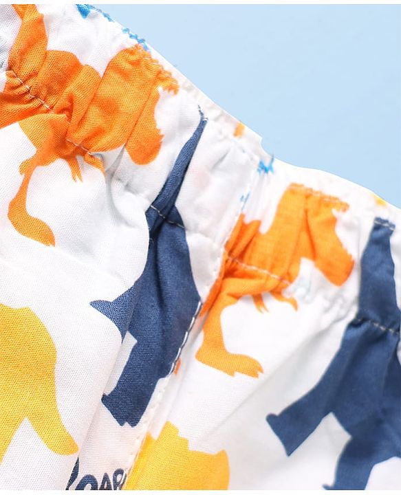 Babyhug Cotton Woven Boxers With Checks & Dino Print Pack Of 3 - Red Blue & White