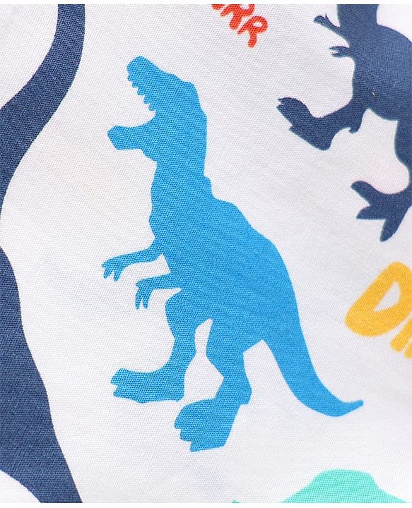 Babyhug Cotton Woven Boxers With Checks & Dino Print Pack Of 3 - Red Blue & White