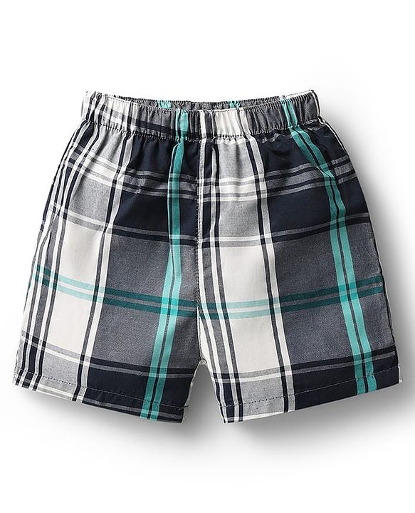 Babyhug Cotton Woven Boxers with Checks & Animal Print Pack Of 3 - Black Green & Navy Blue