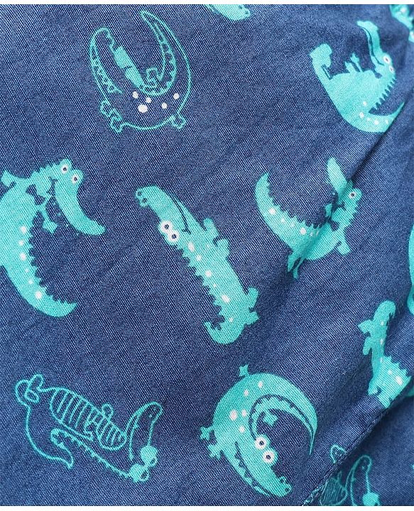 Babyhug Cotton Woven Boxers with Checks & Animal Print Pack Of 3 - Black Green & Navy Blue
