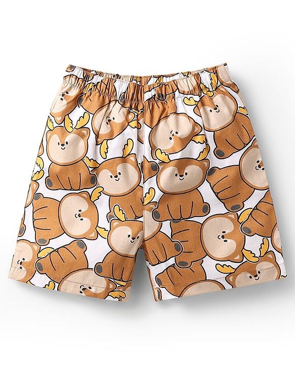 Babyhug Cotton Woven Boxers With Animal Print Pack Of 3 - Blue & White