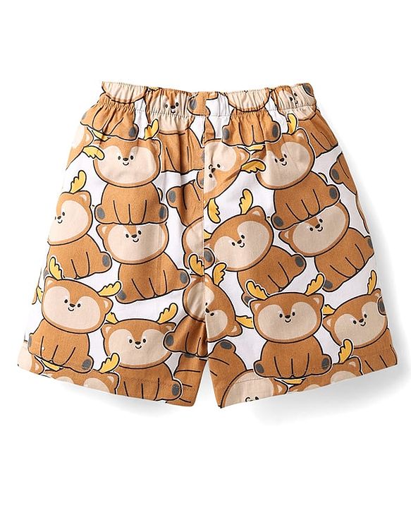 Babyhug Cotton Woven Boxers With Animal Print Pack Of 3 - Blue & White