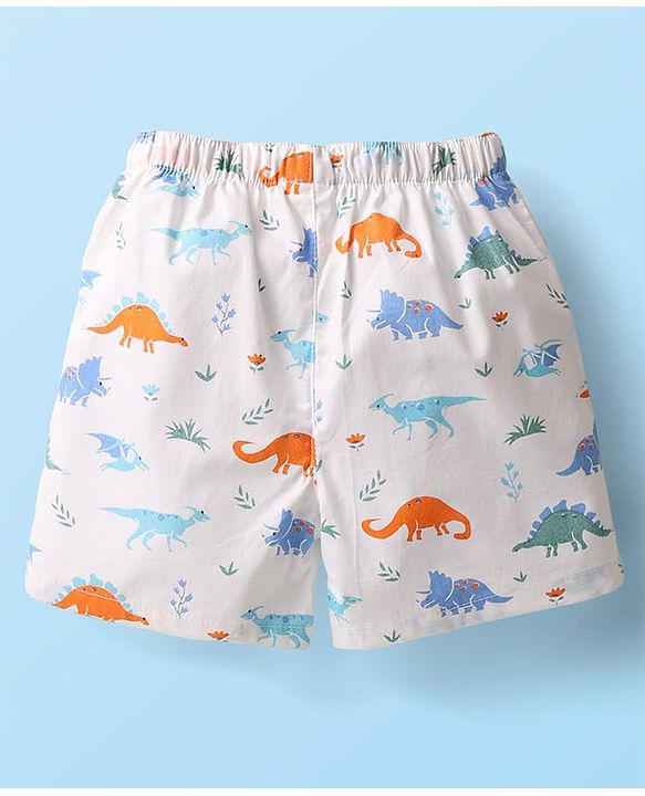 Babyhug Cotton Woven Above Knee Length Boxers With Animal & Star Print -   Navy Blue Yellow & White