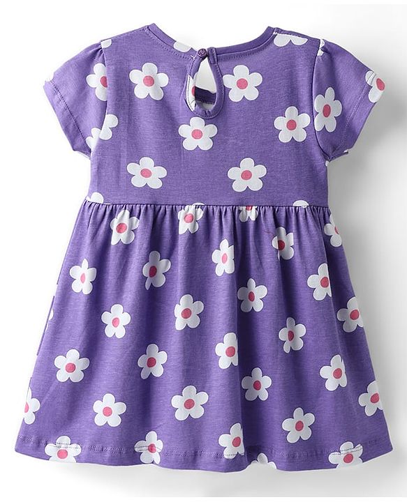 Babyhug Single Jersey Knit Half Sleeves Frocks with Ship & Floral Print Pack of 2 - Pink & Violet