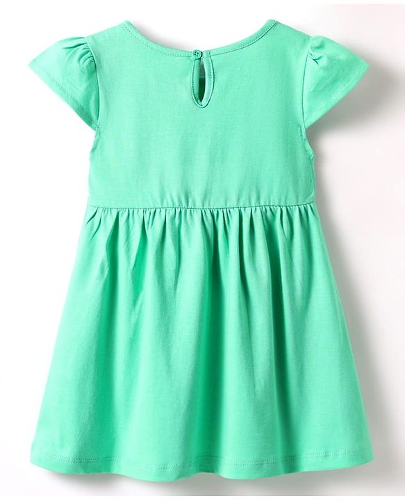 Babyhug Single Jersey Knit Half Sleeves Frock With Floral Print Pack Of 2 - Pink & Light Green
