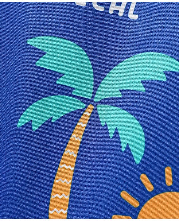Babyhug Water Repellant Half Raglan Sleeves Legged Swimsuit With Beach Theme Print - Blue