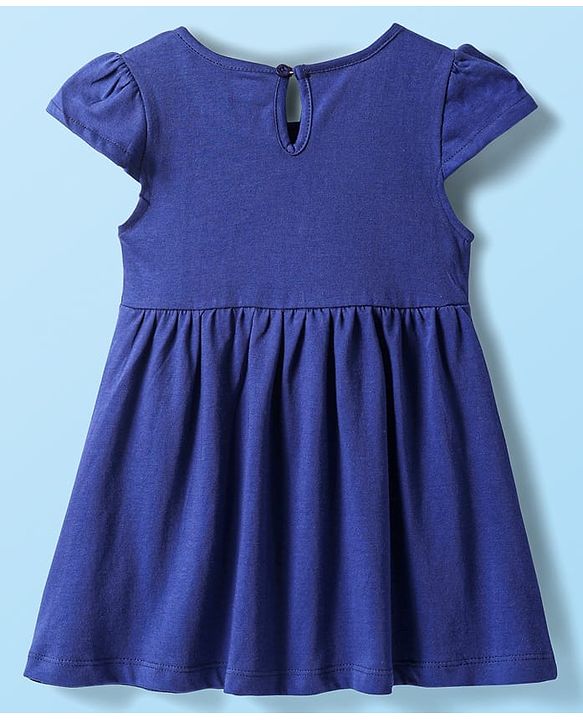 Babyhug Single Jersey Knit Short Sleeves Frocks With Floral Print Pack Of 2 - Blue