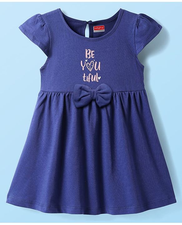 Babyhug Single Jersey Knit Short Sleeves Frocks With Floral Print Pack Of 2 - Blue
