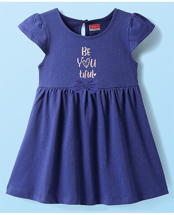 Babyhug Single Jersey Knit Short Sleeves Frocks With Floral Print Pack Of 2 - Blue