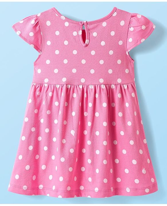 Babyhug Single Jersey Knit Short Sleeves Frocks With Polka Dots & Floral Print Pack Of 2 - Pink & White
