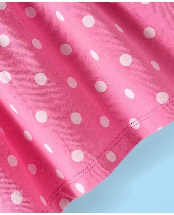 Babyhug Single Jersey Knit Short Sleeves Frocks With Polka Dots & Floral Print Pack Of 2 - Pink & White
