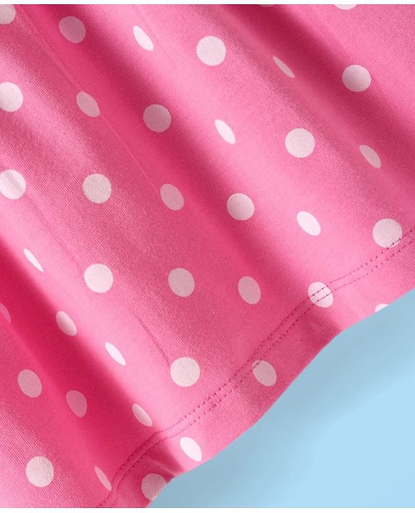 Babyhug Single Jersey Knit Short Sleeves Frocks With Polka Dots & Floral Print Pack Of 2 - Pink & White