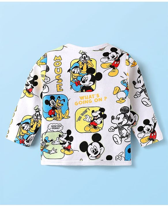 Babyhug Disney Interlock Full Sleeves Jhablas With Mickey Mouse And Family Graphic Pack Of 3  - Light Green & Blue