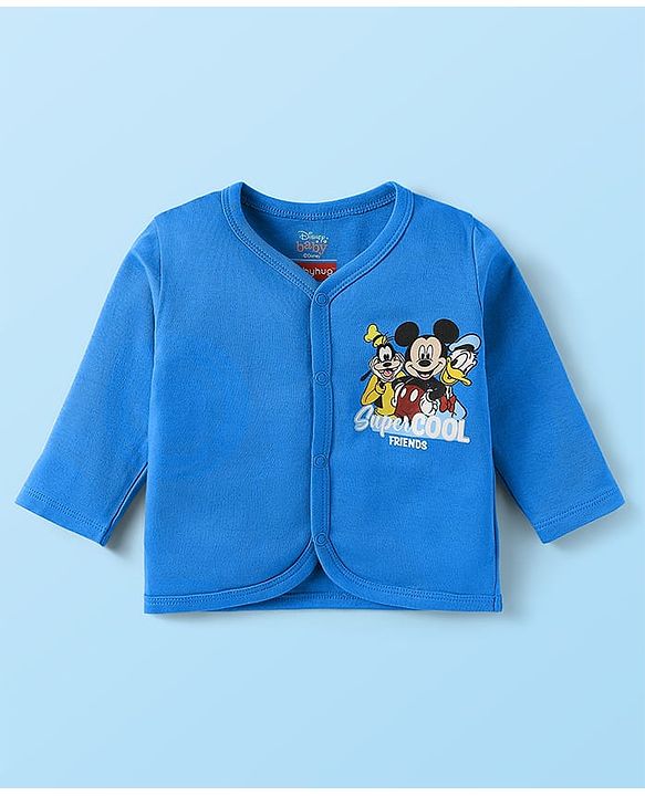 Babyhug Disney Interlock Full Sleeves Jhablas With Mickey Mouse And Family Graphic Pack Of 3  - Light Green & Blue
