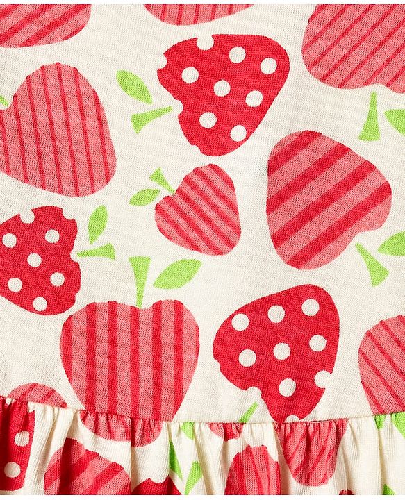 Babyhug Single Jersey Knit Cap Sleeves Fruit Printed Frocks Pack of 2 - Red & White