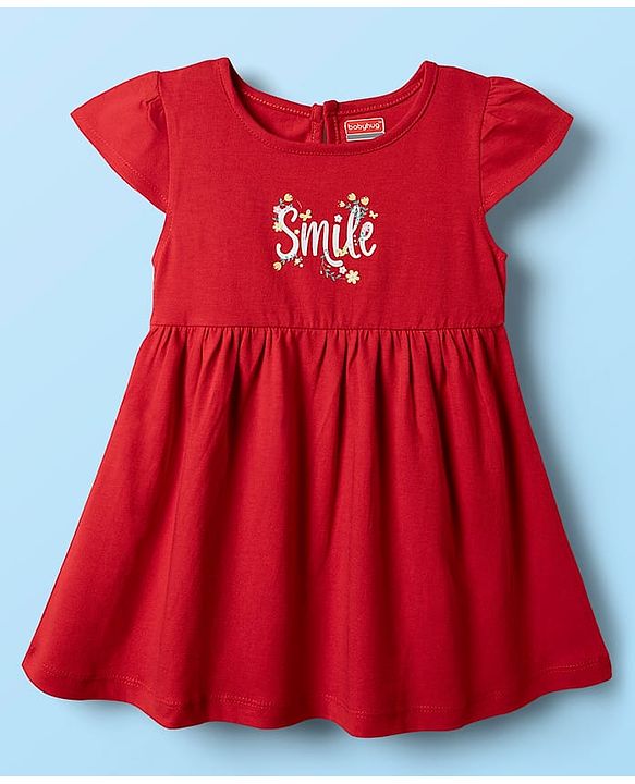 Babyhug Single Jersey Knit Cap Sleeves Fruit Printed Frocks Pack of 2 - Red & White