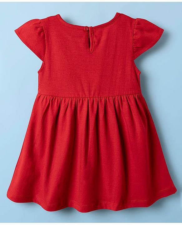 Babyhug Single Jersey Knit Cap Sleeves Fruit Printed Frocks Pack of 2 - Red & White