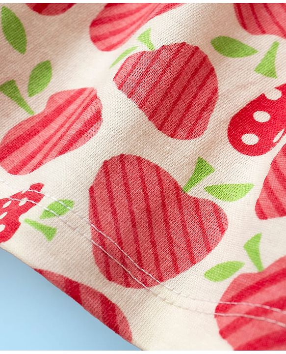 Babyhug Single Jersey Knit Cap Sleeves Fruit Printed Frocks Pack of 2 - Red & White