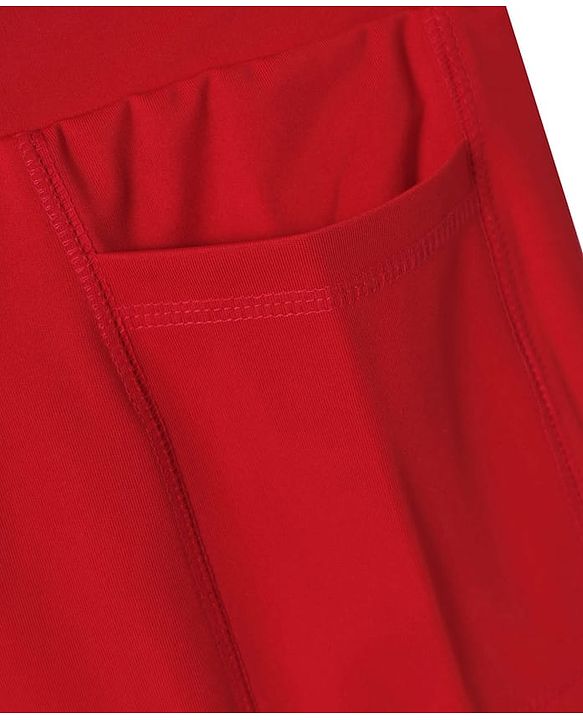 Pine Active Knit knee Length Super Stretch Solid Cycling Shorts - Red