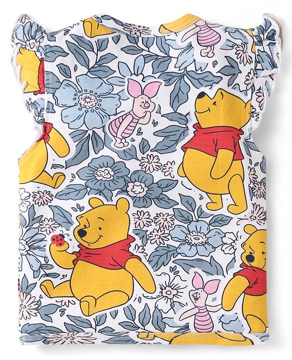 Babyhug Disney Interlock Knit Sleeveless Jhablas With Winnie The Pooh Print Pack Of 3 - Pink Blue & White