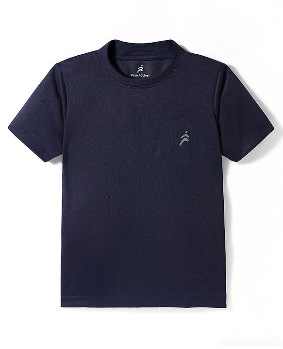 Pine Active Half Sleeves Solid Colour T-Shirt - Navy Blue