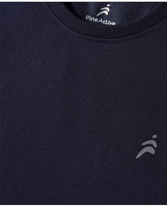 Pine Active Half Sleeves Solid Colour T-Shirt - Navy Blue