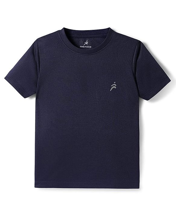 Pine Active Half Sleeves Solid Colour T-Shirt - Navy Blue