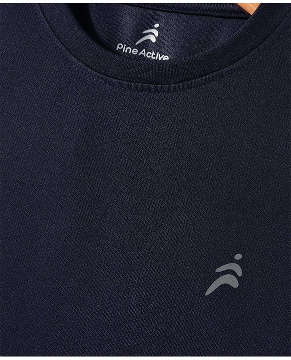 Pine Active Half Sleeves Solid Colour T-Shirt - Navy Blue