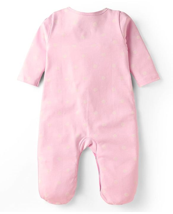 Babyhug Disney Interlock Knit Full Sleeves Footed Sleep Suits With Winnie The Pooh Graphics Pack of 2 - Baby Pink & White
